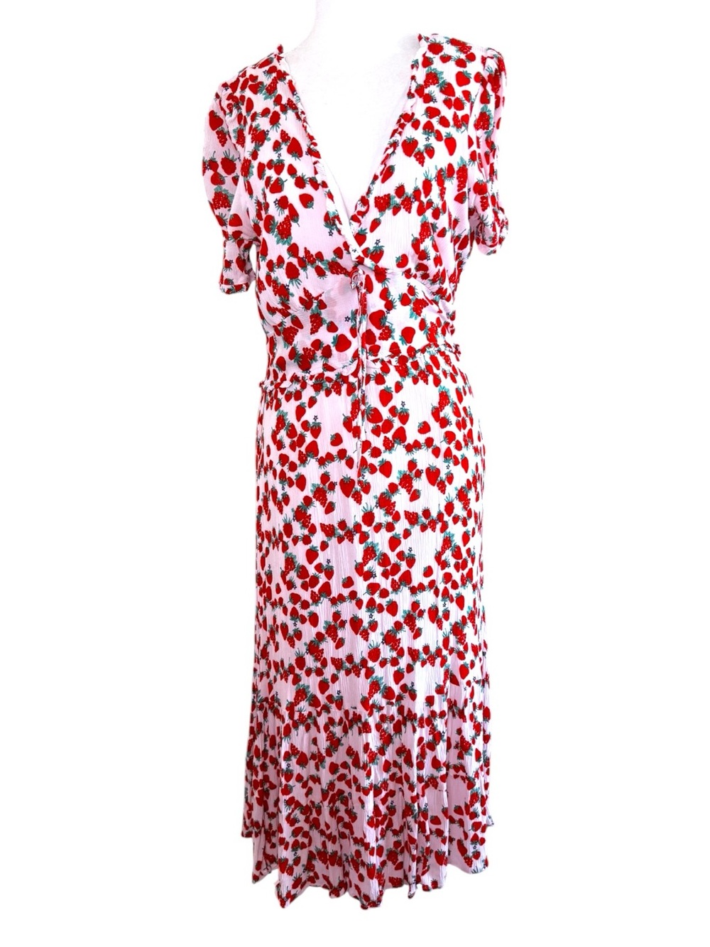 Betsey Johnson White Midi Dress with Red Strawberry Print